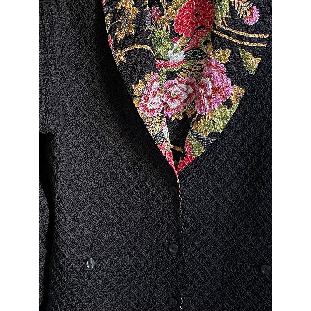Tania Nardi Reversible Jacket Sz S Button Up Crinkle Texture Floral Black Artsy - Picture 7 of 10